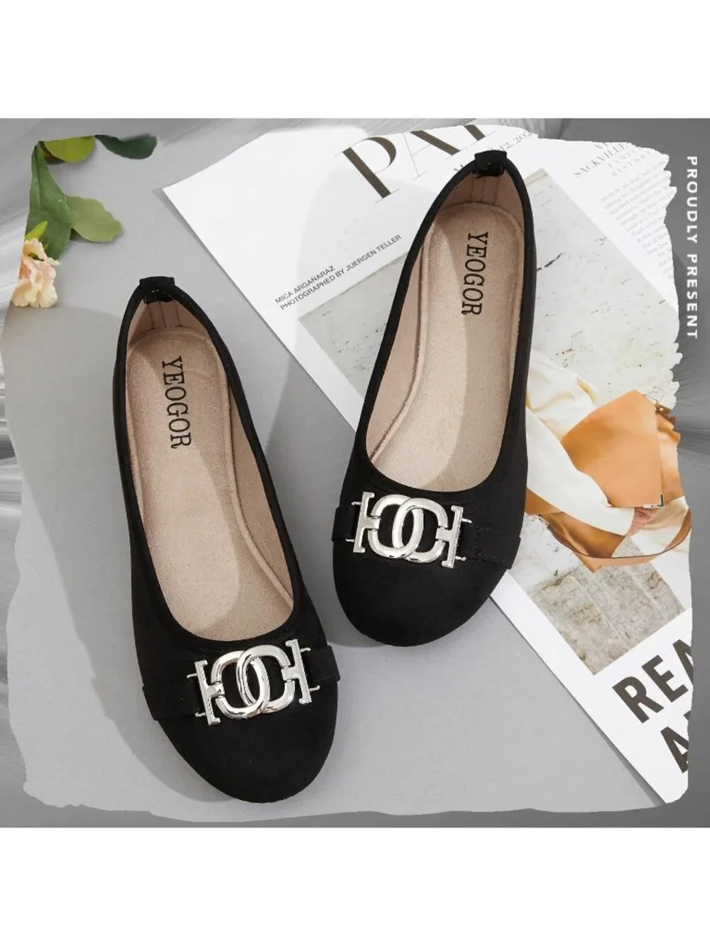 Women's Black Micro Fiber Comfortable Round Toe Flat Slip on Casual Dressy Shoes